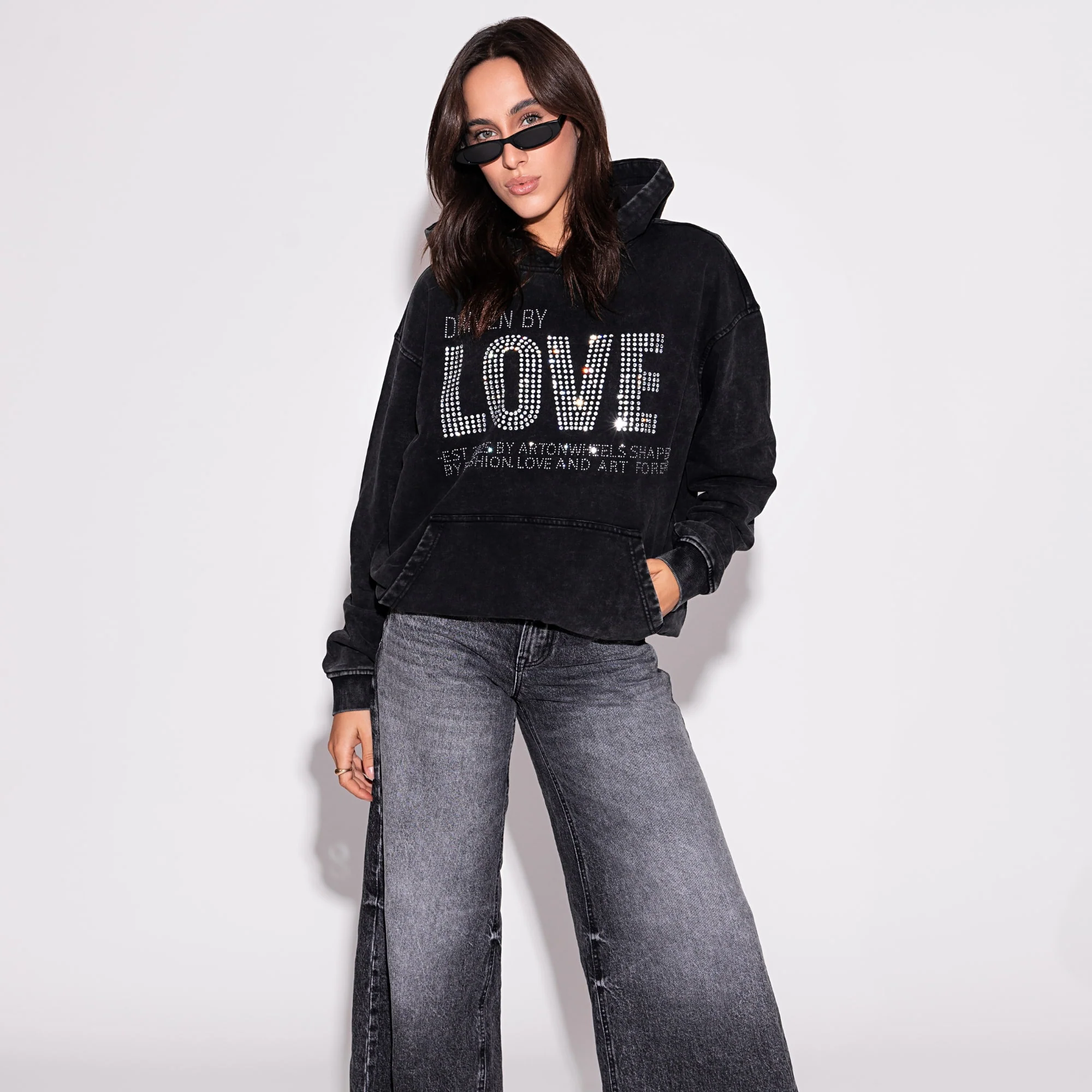 Driven by LOVE Rhinestone Hoodie - Image 3